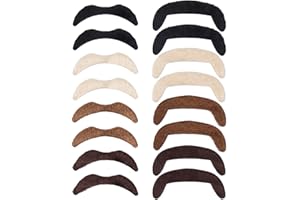 YAN DREAM 16Pcs 60s 70s Self Adhesive Fake Mustache Stick On Men Classic Handlebar Mustache Black Brown Blonde False Facial Hair