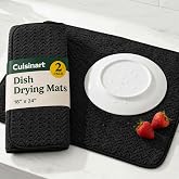 Cuisinart Dish Drying Mat for Kitchen Counter, 2-Pack XL 18"x24" | Ultra absorbent, quick-dry microfiber, machine washable countertop pad, safe for granite and quartz, ideal for large loads