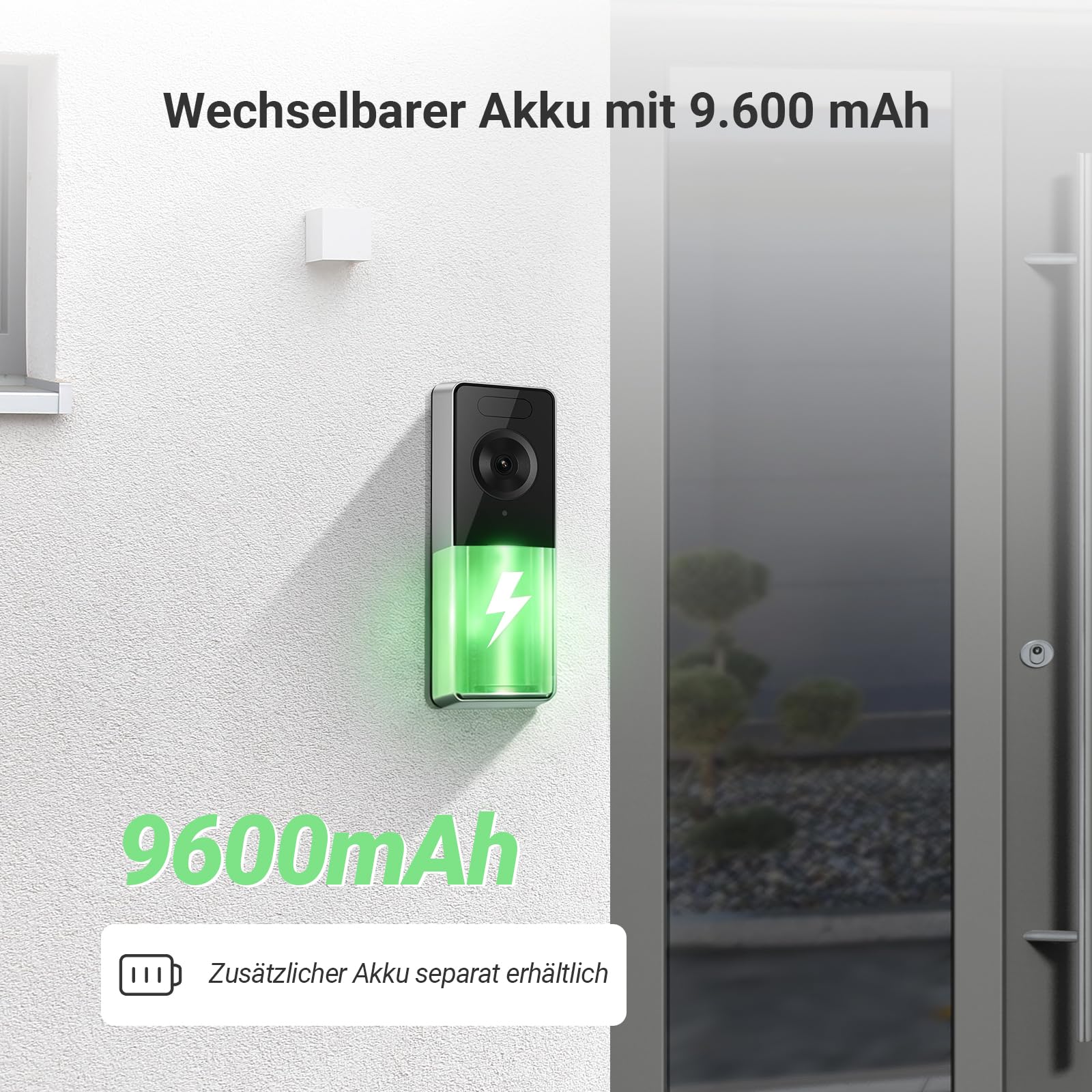 EZVIZ CP8 WLAN Video Türklingel Kabellos mit 3K 5MP Kamera, 9600mAh Herausnehmbarem Akku, Wi-Fi 6, Farbnachtsicht, 162° Weitwinkel, Personenerkennung, Chime, 2-Wege-Audio, Alexa & Google Assistant 7