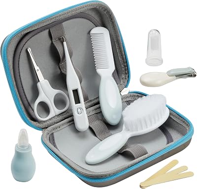 HlpiAMok Little Angel 10Pcs Baby Grooming Kit in Blue with Case