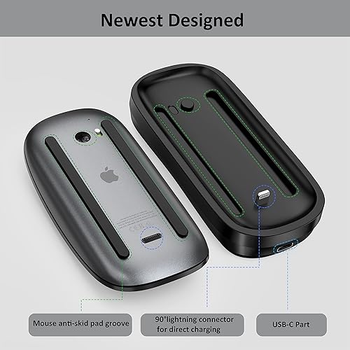 HONKID Wireless Charging Station for Magic Mouse 2, QI Mobile Phone and  AirPods, Double-Sided Charging, in
