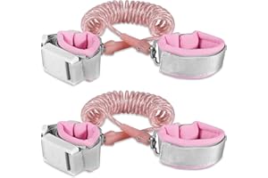 BETERTEK Anti Lost Wrist Link for Kids 2 Pack (6.56ft Pink) Toddler Safety Leash with Magnetic Unlock Child Leash Reflective Strip Design Toddler Wrist Leash for Supermarket Mall Airport Amusement Park Zoo