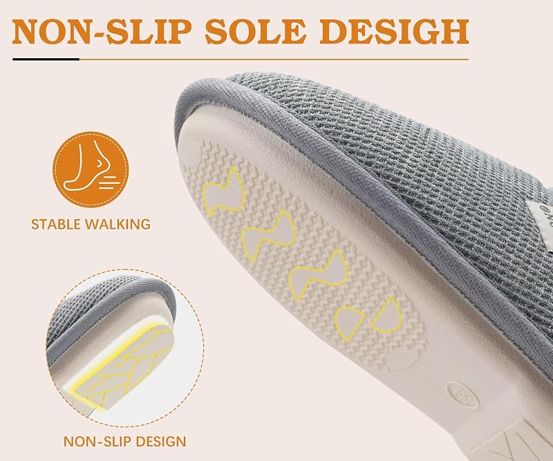 Damen Hausschuhe mit Memory Foam Waffel Oberteil Winter Warme Plüsch Pantoffeln für Damen 2025 Bequem Trendy Rutschfeste Haus Indoor Slide Slippers Schuhe Plüsch Grau Größe EU 36 — Foto 5 von 7
