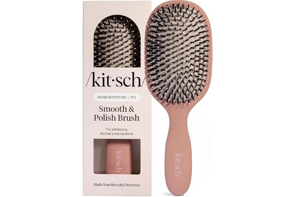 Kitsch Smooth & Polish Hair Brush, Detangling Brush & Hairbrush for Hair Care, With Dual Bristles, Flexible Cushion for Frizz