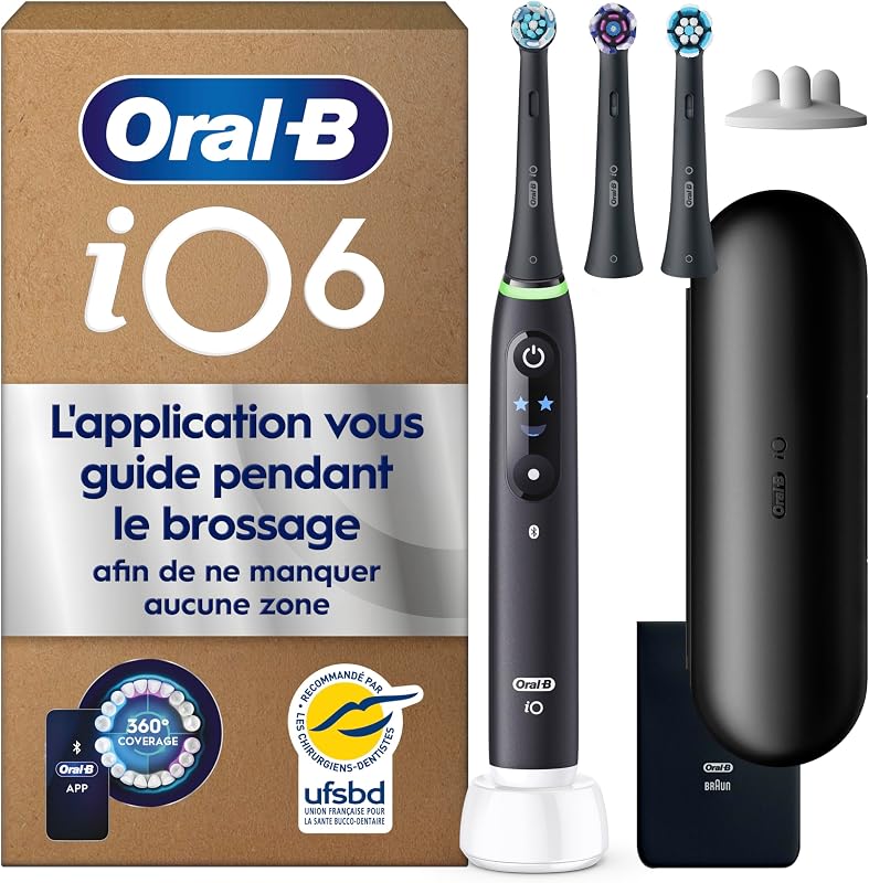 Brosse à Dents Electrique iO 6, 3 Brossettes de Rechange, Noire