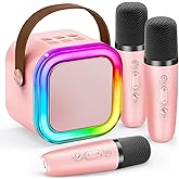 Mini Karaoke Machine for Kids, 2026 TOP Toys Birthday Gifts Ideas for Girls Ages 4, 5, 6, 7, 8, 9, 10, 12+ Years Old, Portable MP3 Player with 3 Wireless Mics for Family Home Party