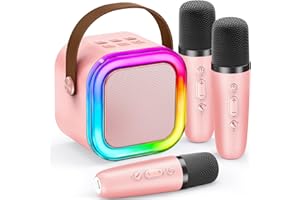 IROO Mini Karaoke Machine for Kids, 2025 TOP Toys Christmas Birthday Gifts Ideas for Girls Ages 4, 5, 6, 7, 8, 9, 10, 12+ Years Old, Portable MP3 Player with 2 Wireless Mics for Party