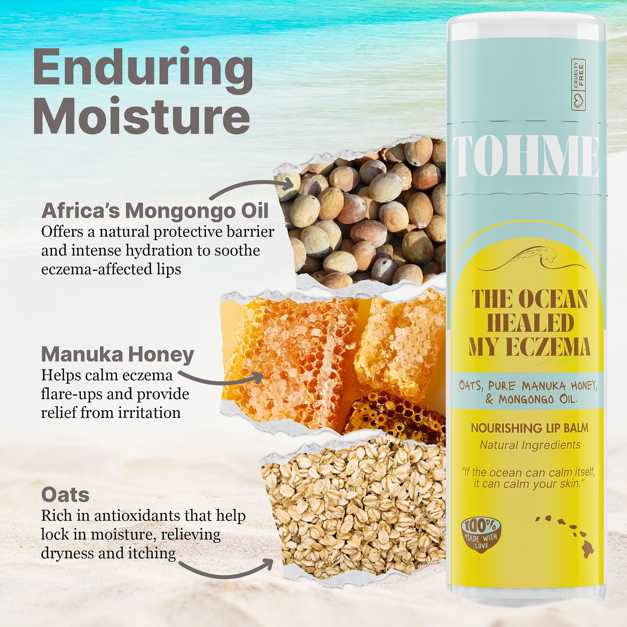 Nourishing & Hydrating Lip Balm - Naturally Soothing Lip Moisturizer for Eczema & Dry Cracked Lips - Moisturizing Lip Care with Mongongo Oil & Manuka Honey (.25 oz)