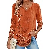 Zeagoo Long Sleeve Shirts for Women Spring V Neck Tops Casual Dressy Blouse Boho Tunic Business Work Clothes School Outfit