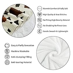 WIBUE Cow Throw Blanket 80"x60" with 2 Pcs Pillow