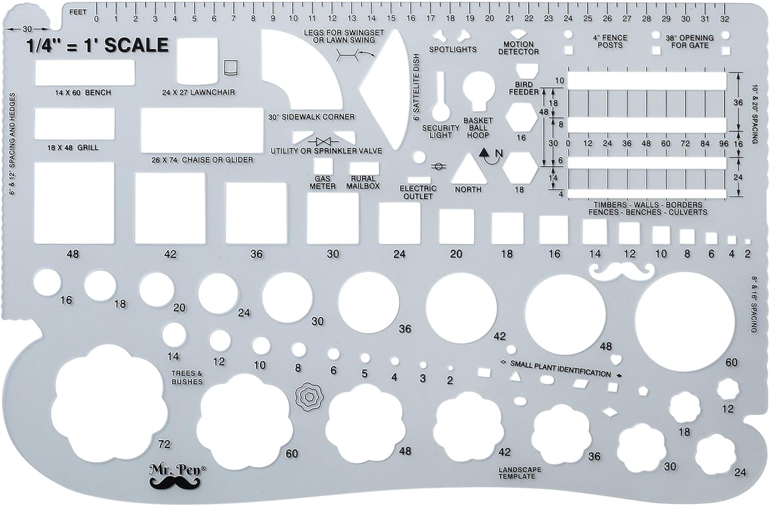 Mr. Pen- Landscape Templates, Architectural Templates, Drafting Tools, Landscaping Tools, Landscape Design Template, Drawing Template, Template Architecture, Drafting Ruler Shapes, Drawing Stencils: Arts, Crafts & Sewing
