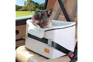 Persure Dog Car Seat, Dog Car Seats for Small Dogs with Adjustable Strap, Dog Booster Car Seat with Clip-On Leash for Front & Rear Seat, Pet Car Seat, Cat Car Seat for Small Pets Up to 25LBS Grey