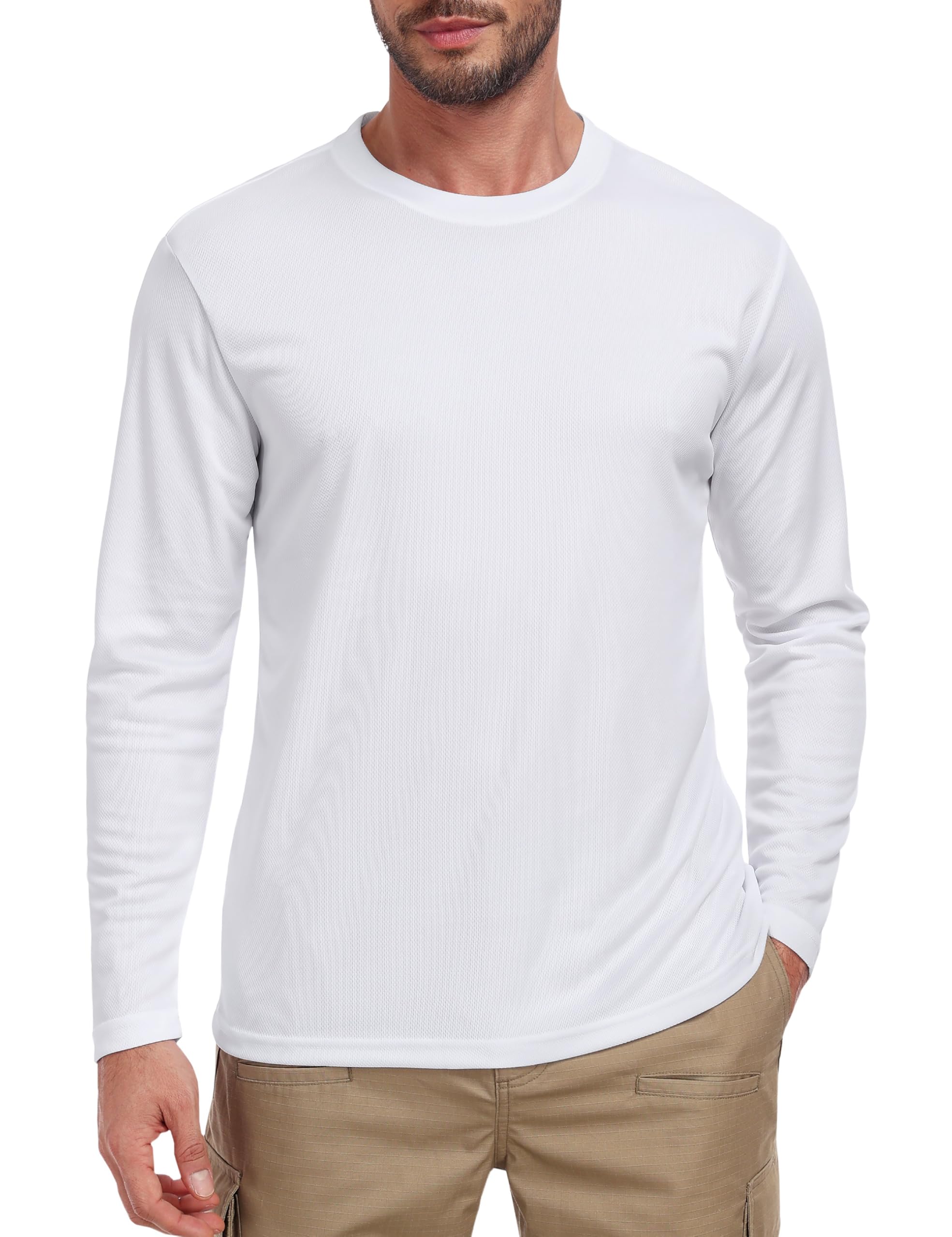 Photo 1 of Long Sleeve Shirts for Men UPF 50+ UV Sun Protection Shirt Dri Fit SPF Rash Guard Quick Dry Swim Water Fishing Workout Athletic Running Beach Summer Tops White