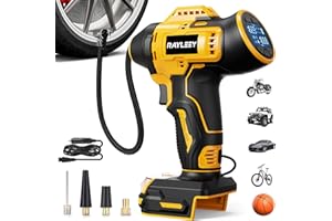 RAYLEEY Tire Inflator Cordless for Dewalt MAX 20V Battery [Tool Only], 160PSI Portable Air Inflator with Pressure Gauge, Auto-Shut Off & Fast Inflation, Auto Air Pump for Car, Motorcycle, Bike, Ball