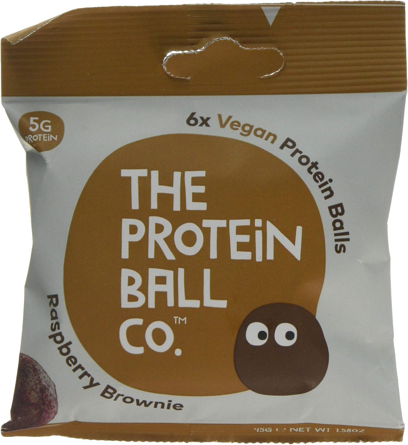 The Protein Ball Co Vegan Protein Balls, 45 g, Raspberry Brownie, 10