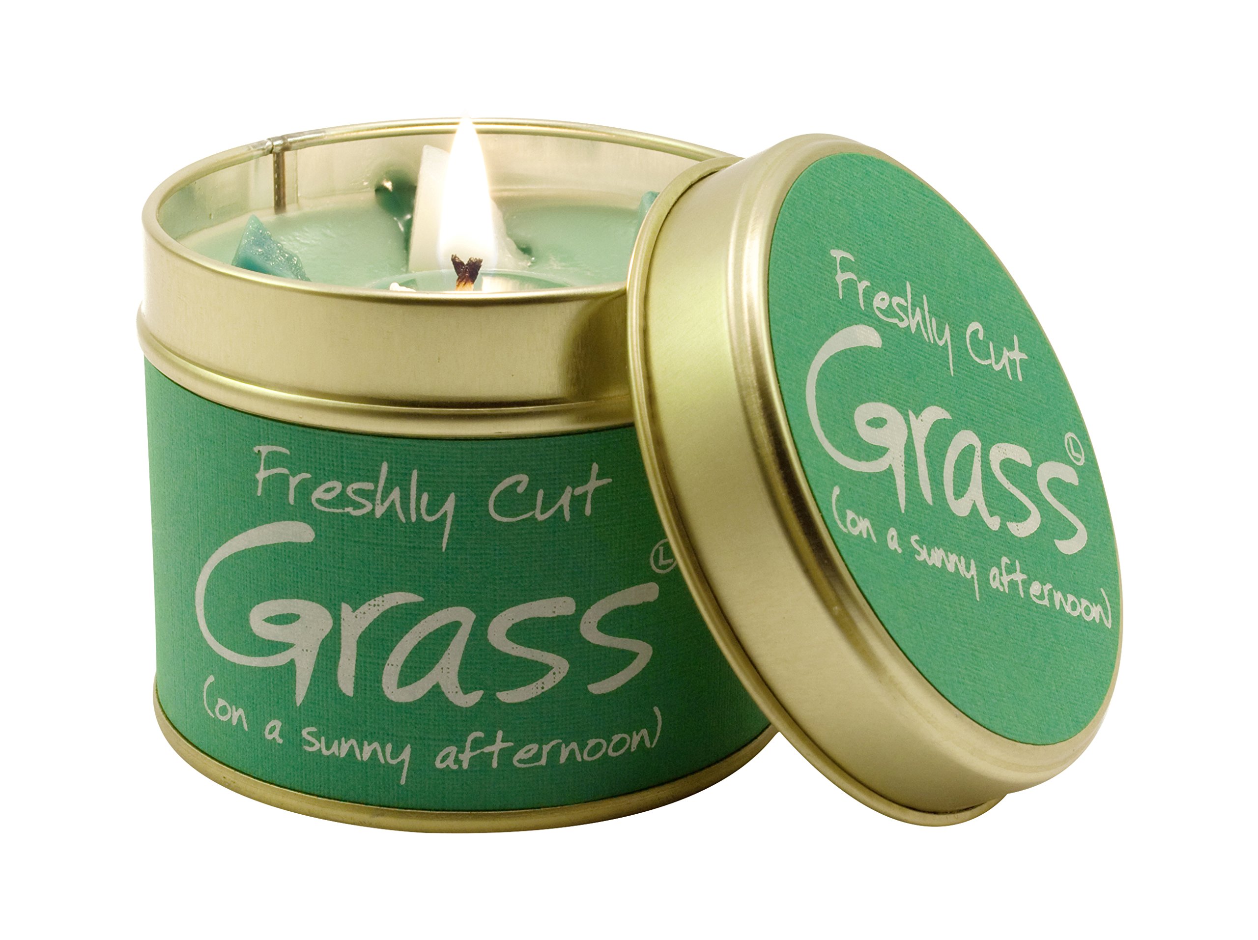 Lily-Flame Cut Grass Tin, Green