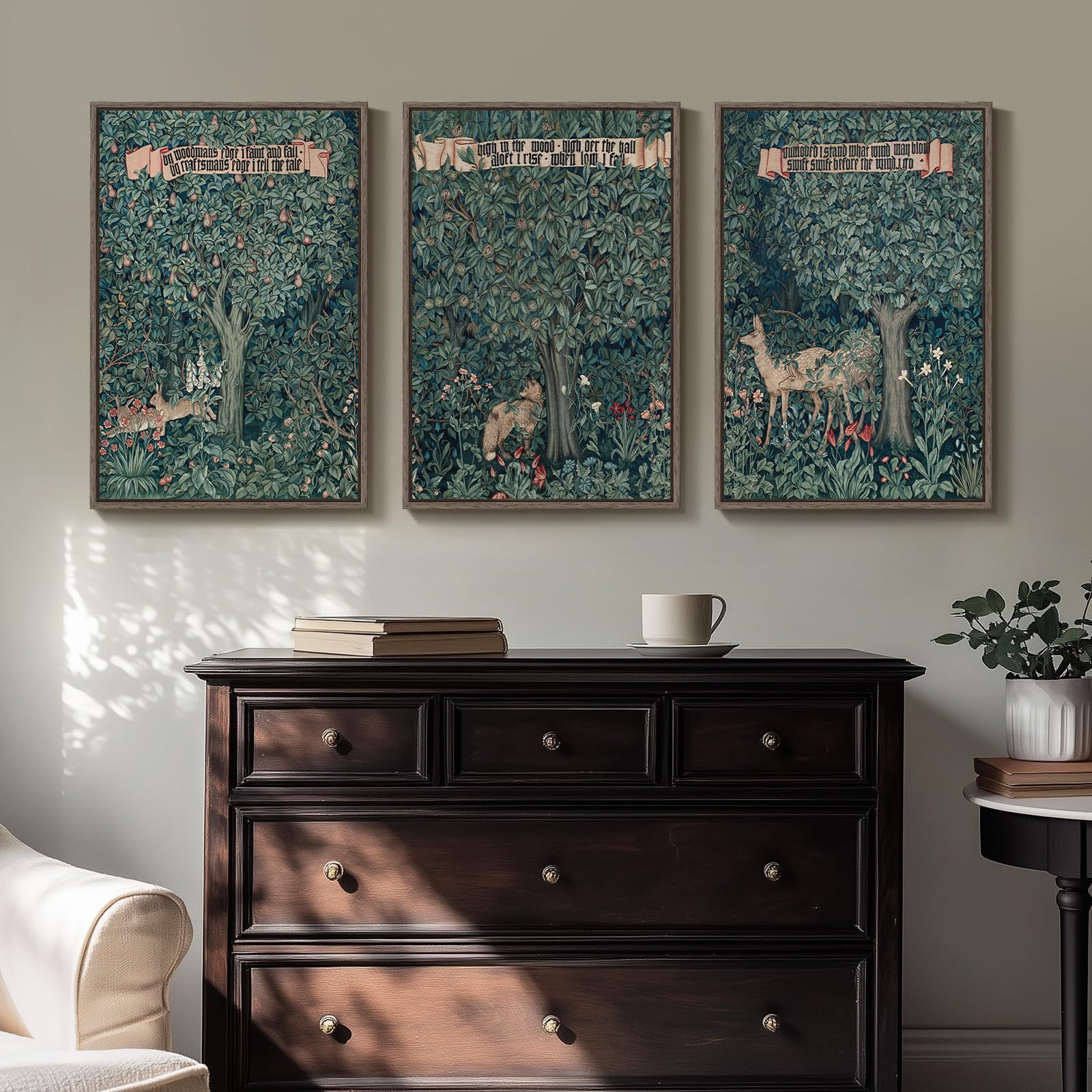 Framed William Morris Canvas Wall Art for Living Room, Large 3 Piece ...