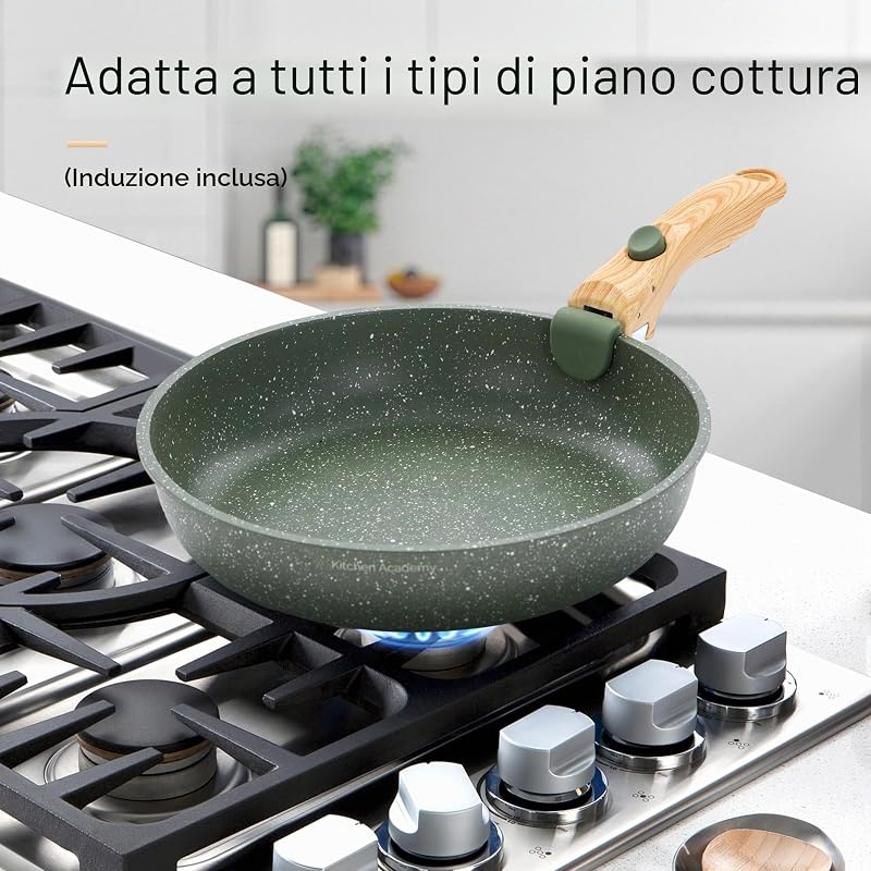 Set di Pentole da 10 Pezzi, con Manico Rimovibile, Verde