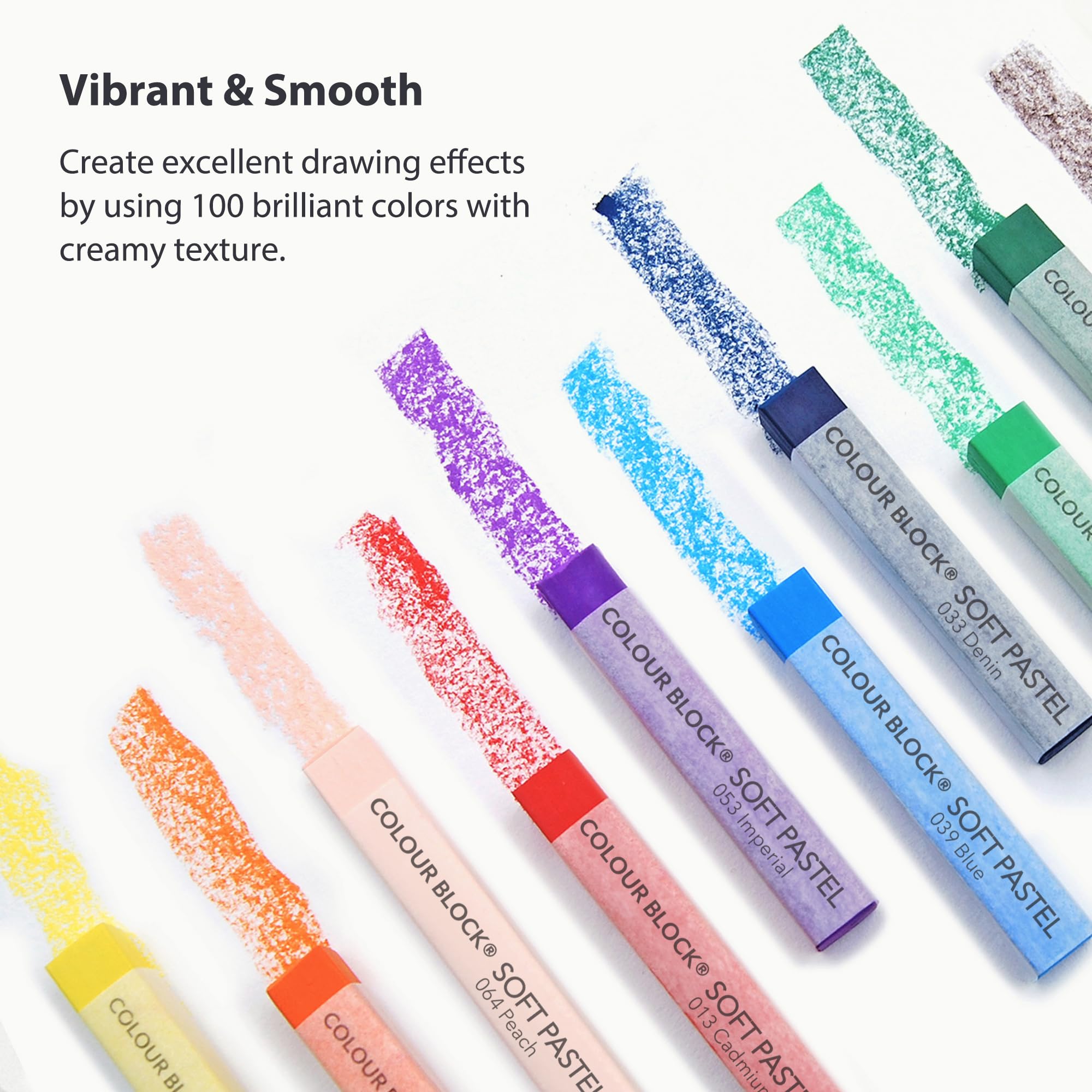 COLOUR BLOCK Soft Pastels for Artists - 100 Colors Square Chalk Pastels Set in Wooden Box - Vibrant Pigments Art Kit for Painting, Drawing, Sketching, Hobbyists, Students and Kids.
