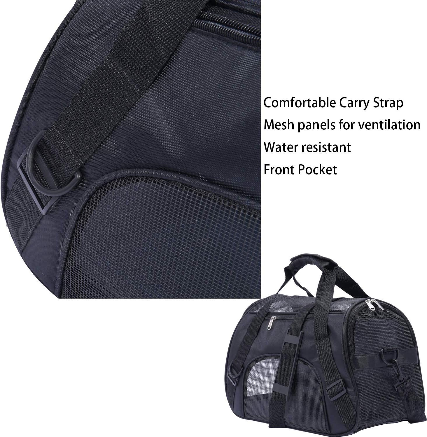 PPOGOO Pet Carriers for Small Cats and Dogs 17x7.5x11 Pet Travel Carrier Airline Approved Black : Pet Supplies