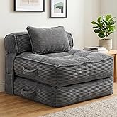 ORWIPO Folding Sofa Bed, Convertible Sleeper Chair with Pillow(Grey) | Foldable Mattress with Back Support, Portable Fold Out Chair Bed Comfy Floor Couch Lounge for Living Room Bedroom Apartment