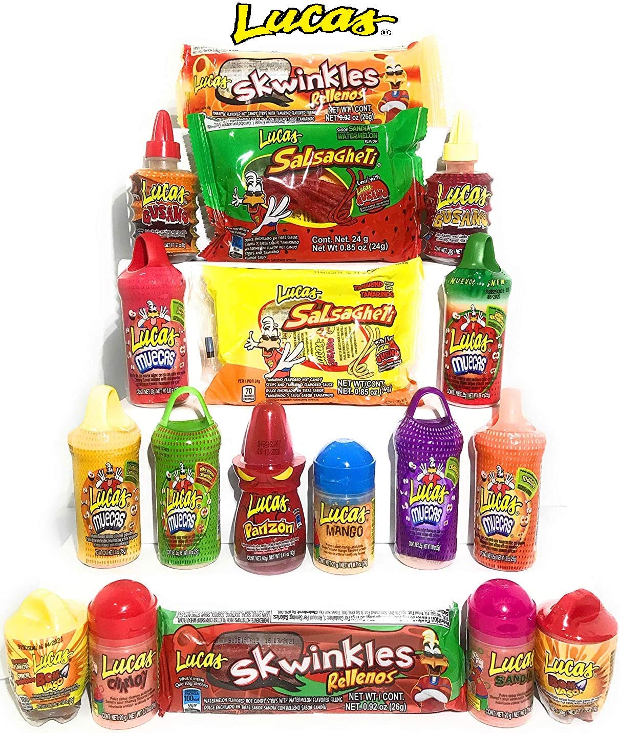 Lucas Mexican Candy Mix 18 count Variety Pack Grocery