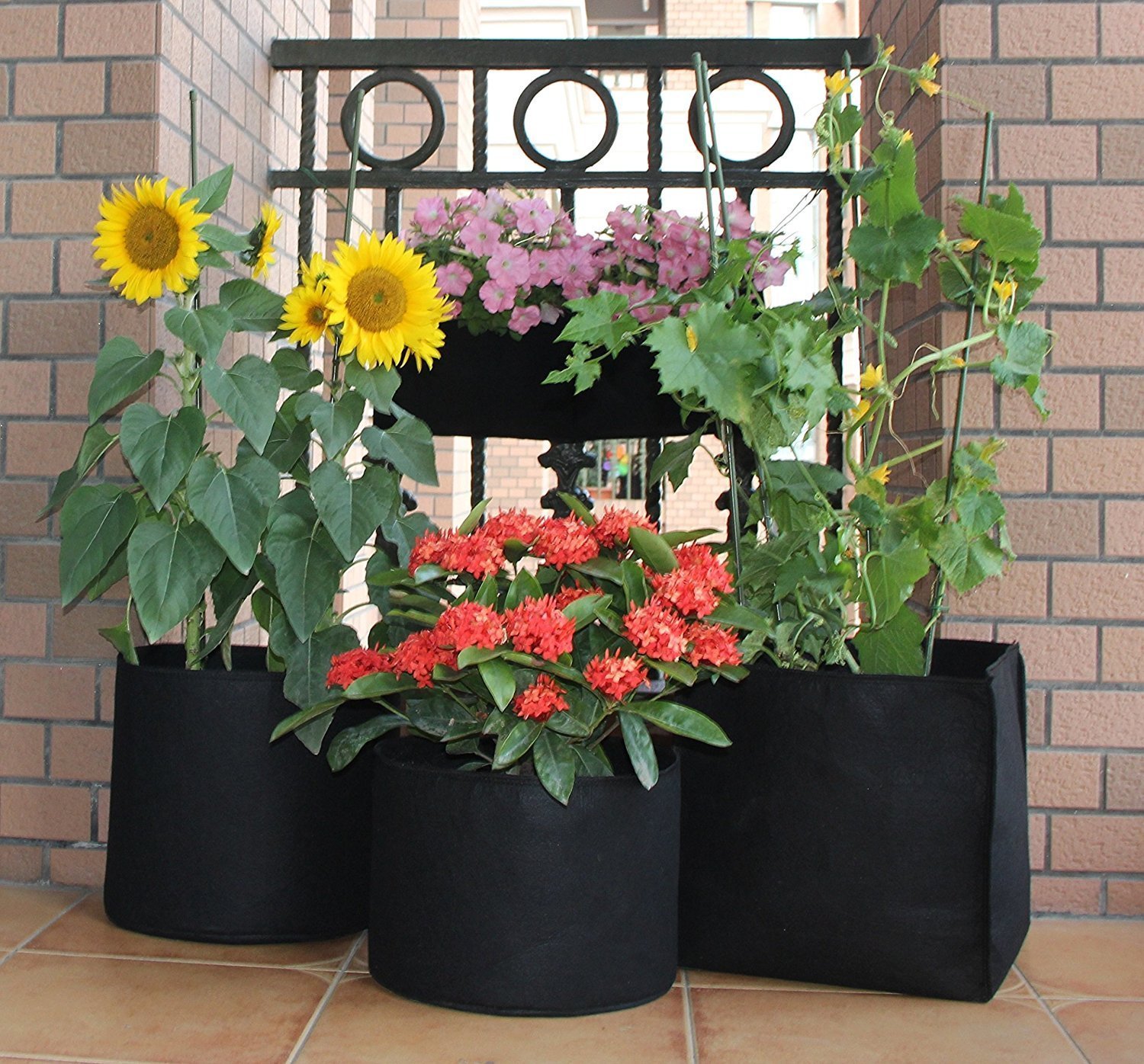 Beautyer Plant Growing Bag 3 Gallon Planter Bags with Handle Straps Aeration Fabric Pots , Non-woven Breathable Permeable Degradable (Black)