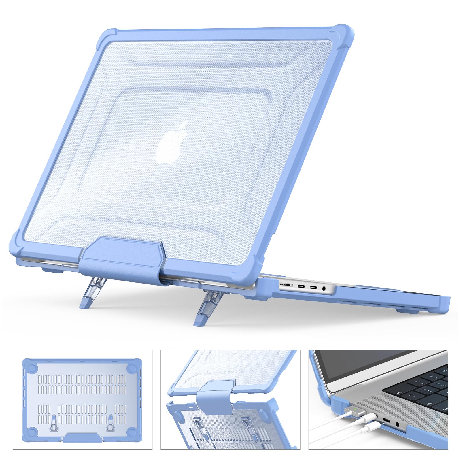 Photo 1 of HXCASEAC Case Compatible with MacBook Pro 16 inch 2026 2025 2024 2023 2022 2021, Anti-Scratching Protective Hard Cover with Foldable Stand M5 M4 M3 M2 M1 (A3186 A3403 A2991 A2780 A2485) - Sky Blue