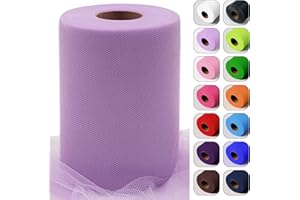 LUCEINVITA Lavender Tulle Fabric Roll 6 Inch by 100 Yards (300 feet) Sheer Tulle Netting Spool Tulle Ribbon for Tutu Skirt Gift Wrapping Wedding Baby Shower Party Decorations DIY Crafts