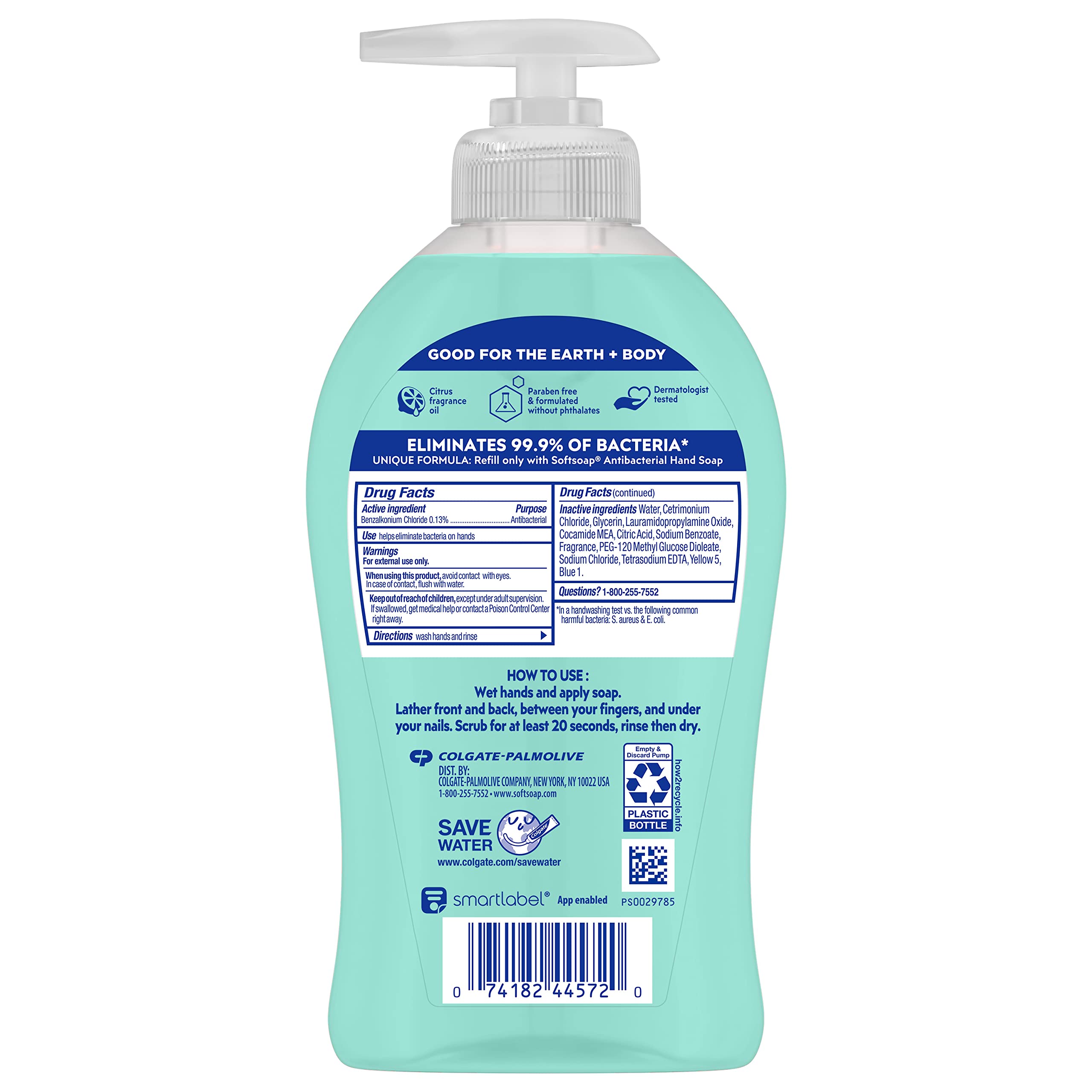 Softsoap Antibacterial Liquid Hand Soap, Fresh Citrus Scent Hand Soap, 11.25 Ounce, 6 Pack