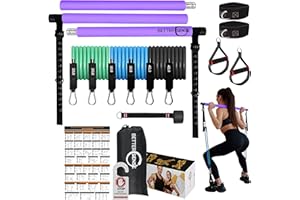 BETTER SENSE Upgraded Pilates Bar Kit – 39” Adjustable Exercise Equipment for Men, Women with 6X 20, 30, 40 lbs Resistance Bands with Adjustment Buckle – Pilates Equipment for Home Workouts for All Fitness Levels