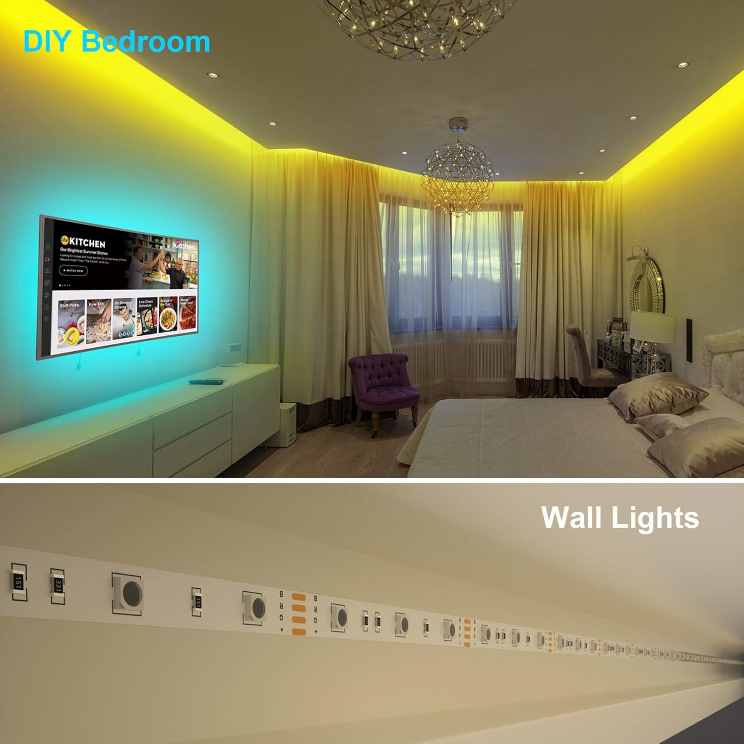 maylit Led Strip Lights, 32.8ft Bluetooth APP Controller RGB LED Light Strip, 5050