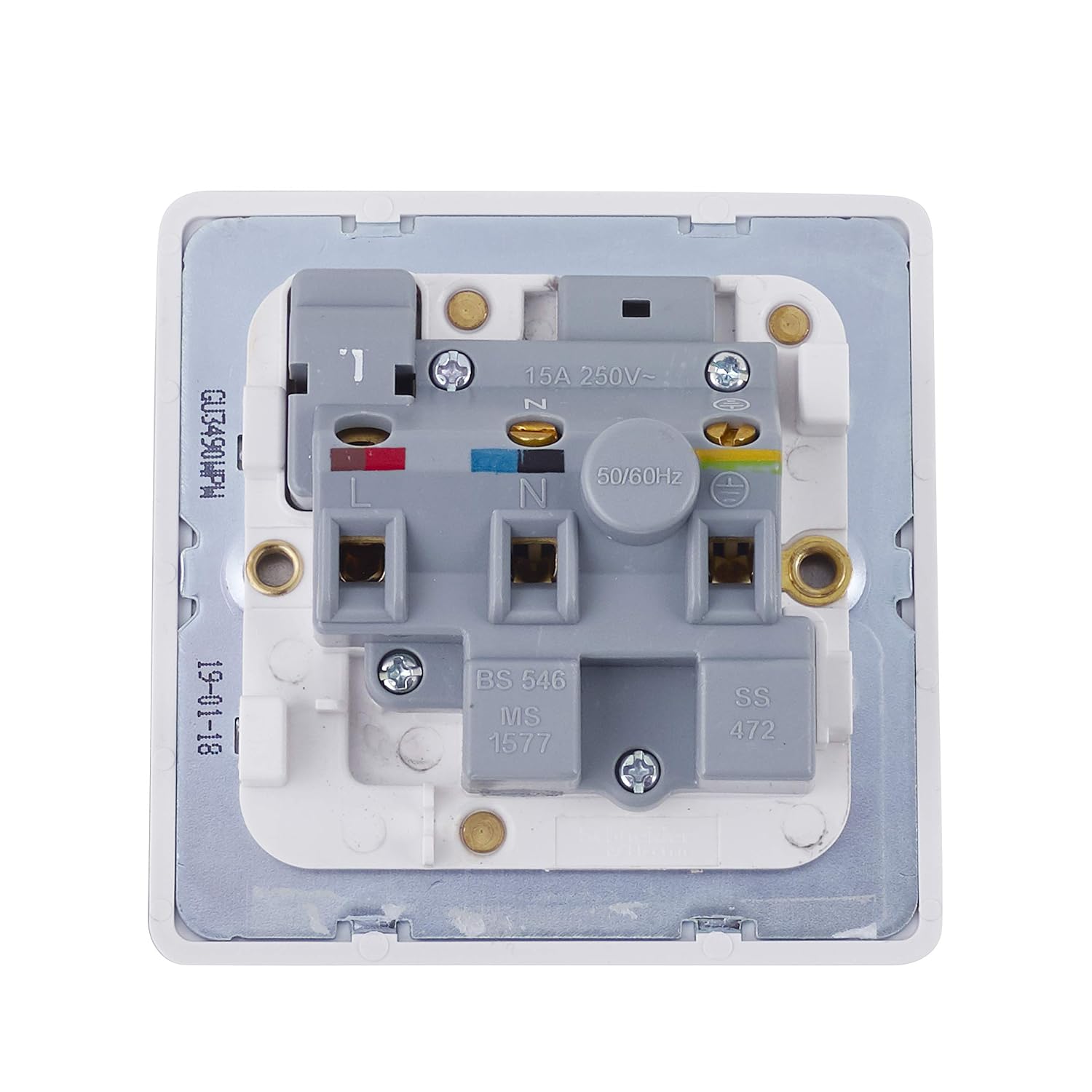 Schneider Electric Ultimate Screwless Flat Plate, Single Switched Power Socket, Round Pin, 15A, GU3490WPW - Image 5