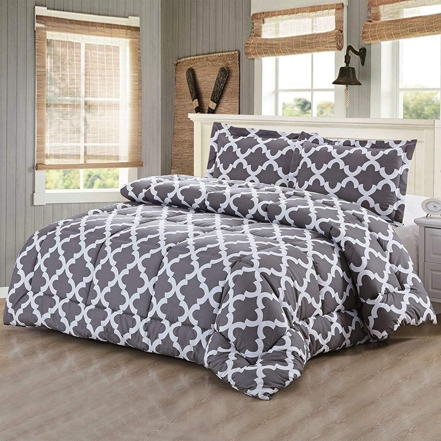 Utopia Bedding Printed Comforter Set (King/Cal King, Grey) with 2 Pillow Shams - Luxurious Brushed Microfiber - Down Alternative Comforter - Soft and Comfortable - Machine Washable: Home & Kitchen