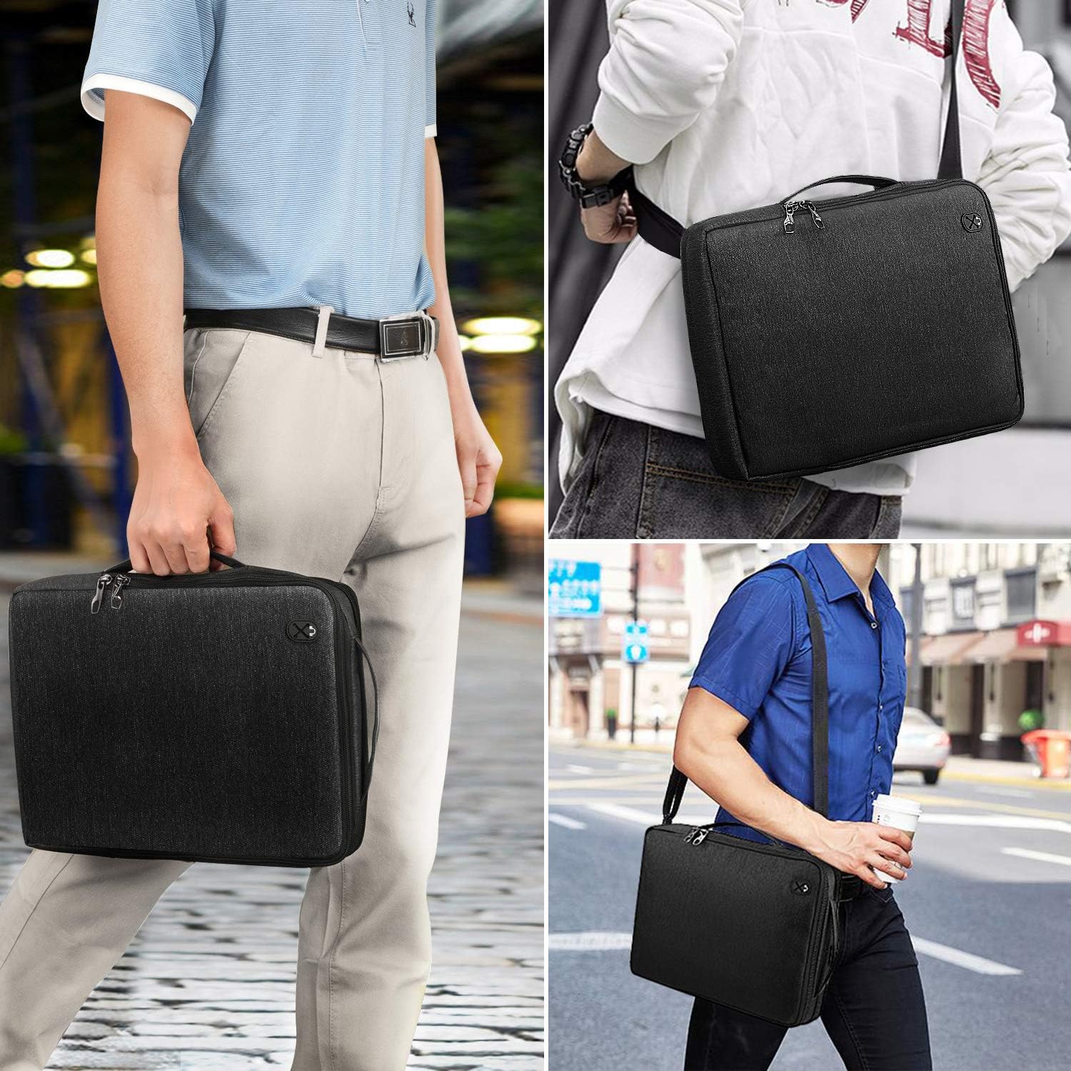 FINPAC 13-inch Laptop Shoulder Bag for 13.3'' MacBook Pro/Air, 12.9-inch iPad Pro(2018-2021), Water-Resistant Electronics Carrying Bag for Chromebook/Surface Pro/Dell/HP(Black): Shoes