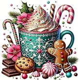 Christmas Gingerbread Cup Diamond Painting Kits for Adults,5D Winter Diamond Art Kits for Adults Beginners,DIY Full Round Drill Diamond Dot Painting Gem Art Kits for Adult,Home Wall Decor 13.8x13.8 In