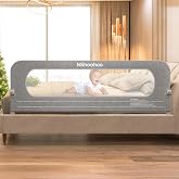Bed Rail for Toddlers &ndash; 71 Inch Extra Long Foldable Toddler Bed Rail Guard | Reinforced Steel Gap-Free Swing Down Bed Guard for Queen King Full Twin Size Beds, Safety Lock No-Tool Install(Gray, 71 inch)