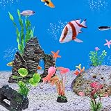 QZQ Aquarium Decorations 14 PCS Resin Plants Rockery Starfish Coral Set view 6
