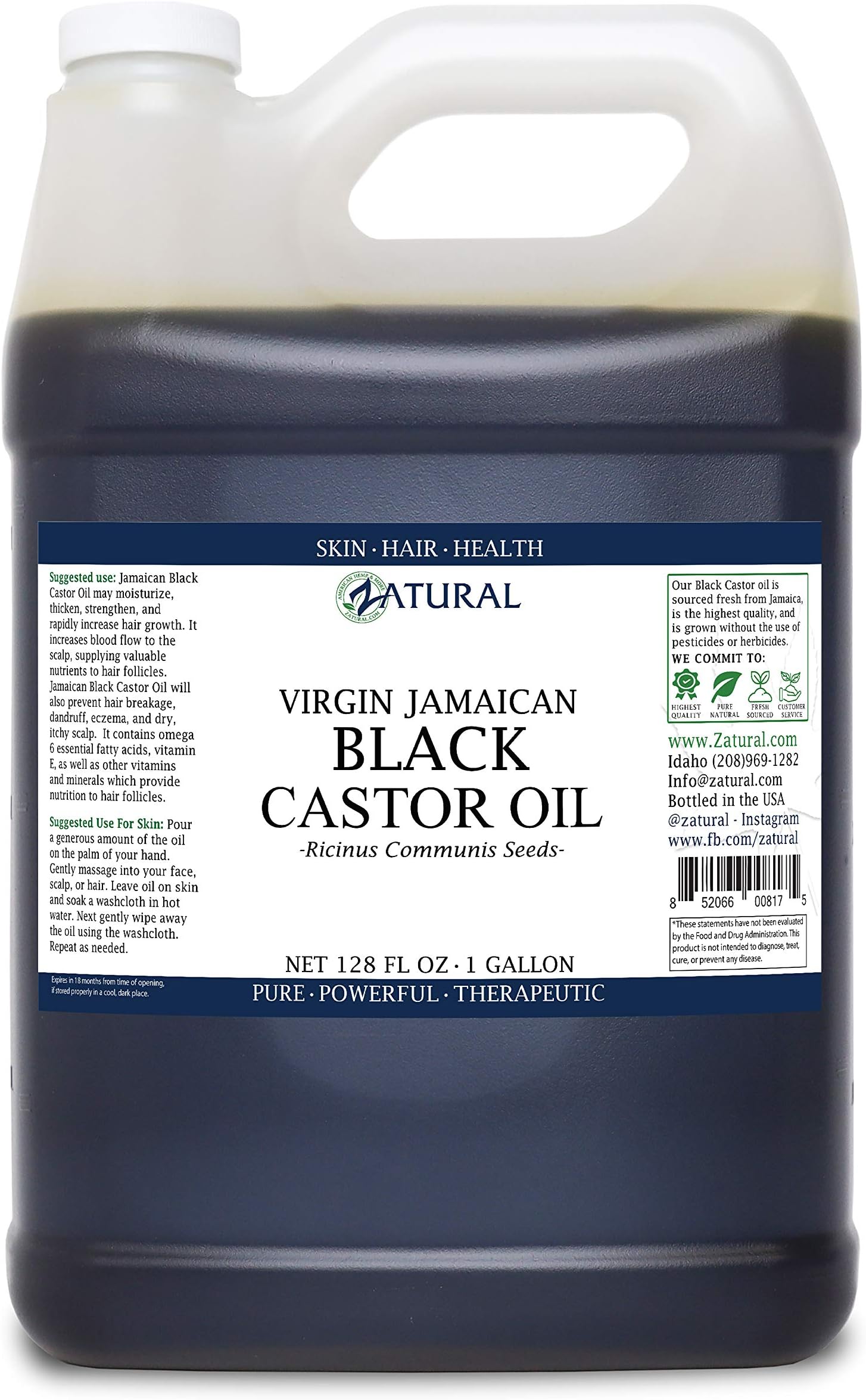 Black Castor Oil_100% Pure Tropic Jamaican Black Castor Oil (1 Gallon)