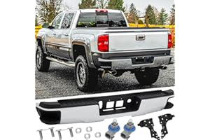Rear Steel Step Bumper Assembly for 2014-2018 Chevy Silverado 1500 & GMC Sierra 1500 without Park Sensor Holes Chrome Back Bu