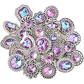 LKLDM 24PCS Mixed Style Rhinestones Snaps Jewelry Charms Ginger Buttons 18/20mm for Interchangeable Snaps Jewelry Making Women DIY Bracelets Necklaces Rings Brooch Accessories (Pink)