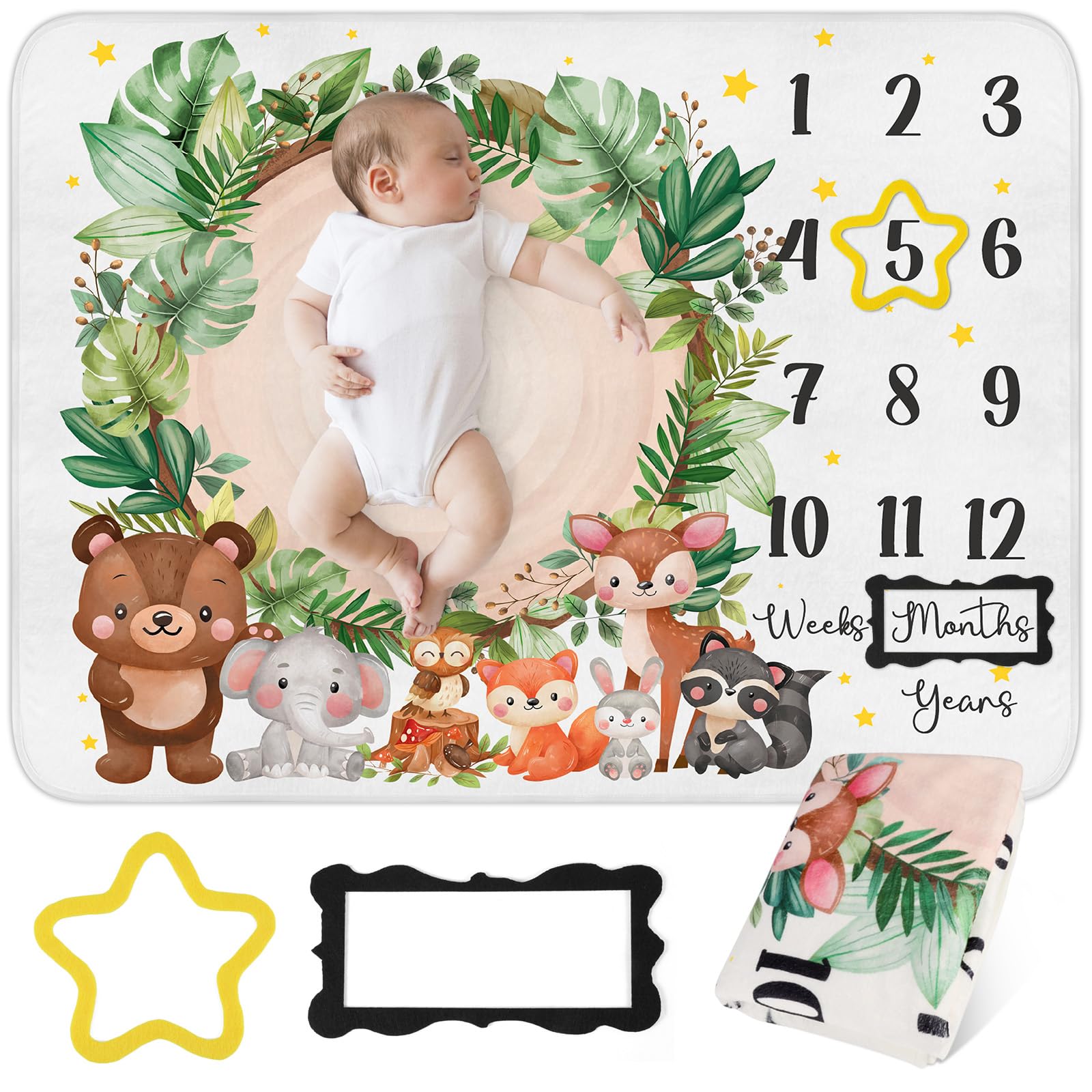 HOWAF Milestone Blanket for Newborn, Soft Comfortable Mat for Baby Shower, New Gifts for Boy Girl, Mum To Be Pregnancy Gifts