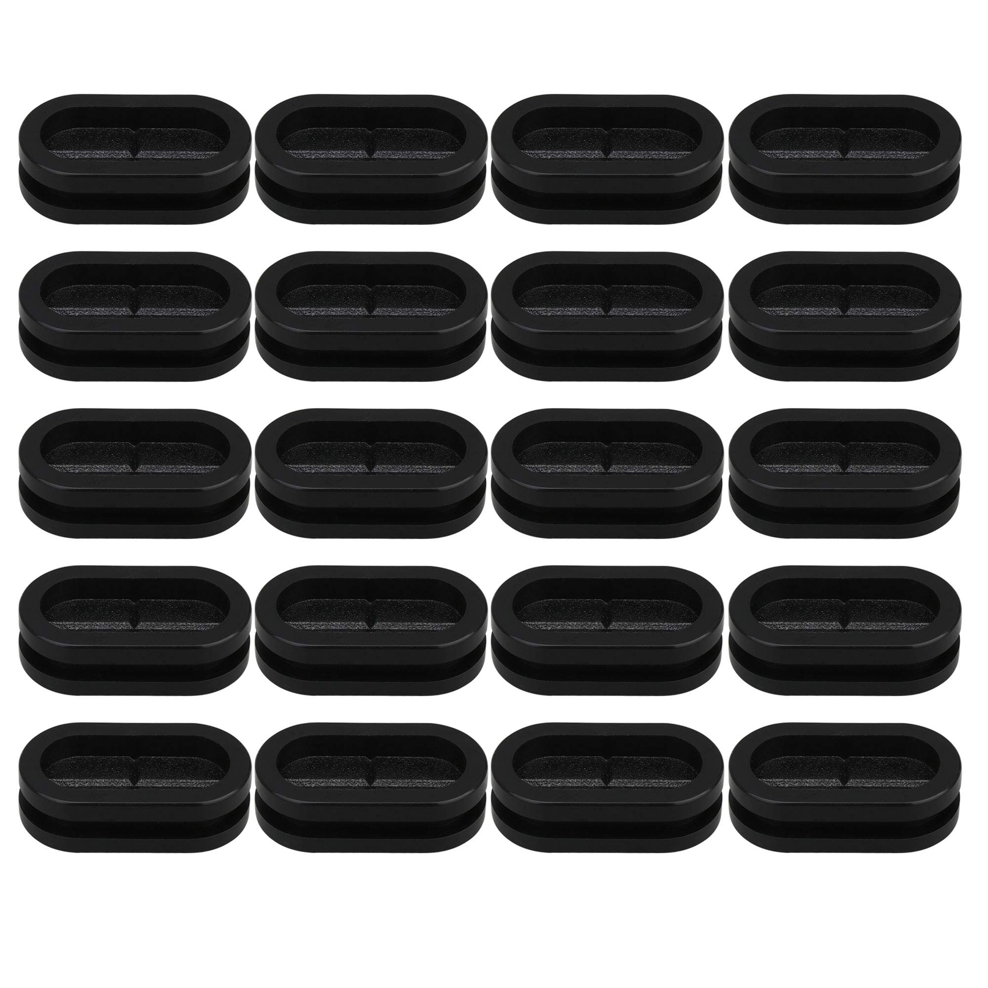 Mxfans 20Pieces 13 x 27mm Double-Sided Hole Oval Rubber Grommets Assortment for Wire Cable Wire