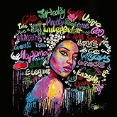 DIY 5D Full Drill American Native African Colorful Charming Woman Girl Square Diamond Art Painting by Number Kits for Adults Crystal Rhinestone Cross Stitch for Wall Decoration Gift 30x30CM/12x12IN