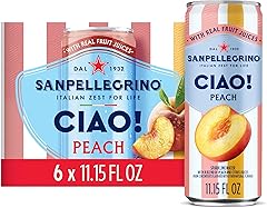 Sanpellegrino CIAO! Peach Sparkling Water, Low-Calorie Italian Sparkling Water with Real Fruit Juices, 0g Added Sugar, 6-Pack