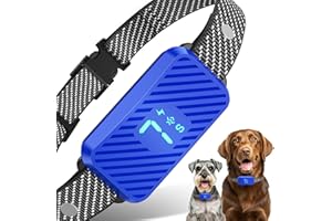 KJKZO Dog Bark Collar for Large Medium Small Dogs, Rechargeable No-Bark Collar, Smart Barking Collar, Effective Bark Collar with 7-Level Sensitivity, 3 Beep & Vibration Modes, Waterproof, SkyBlue