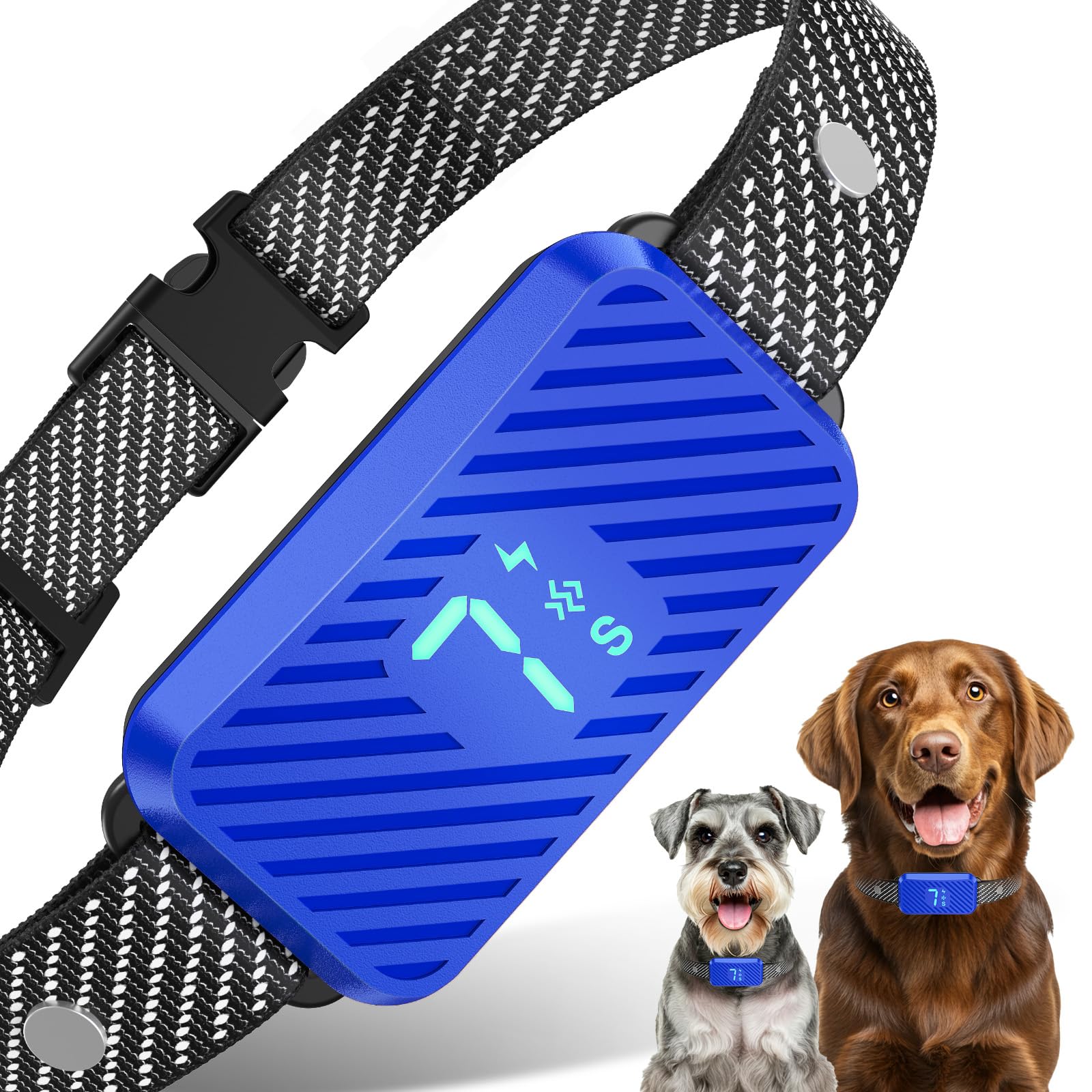 KJKZO Dog Bark Collar for Large Medium Small Dogs, Effective No-Bark Collar, Smart Barking Collar, Rechargeable Bark Collar with 7 Sensitivity, 3 Modes, Waterproof, SkyBlue Image