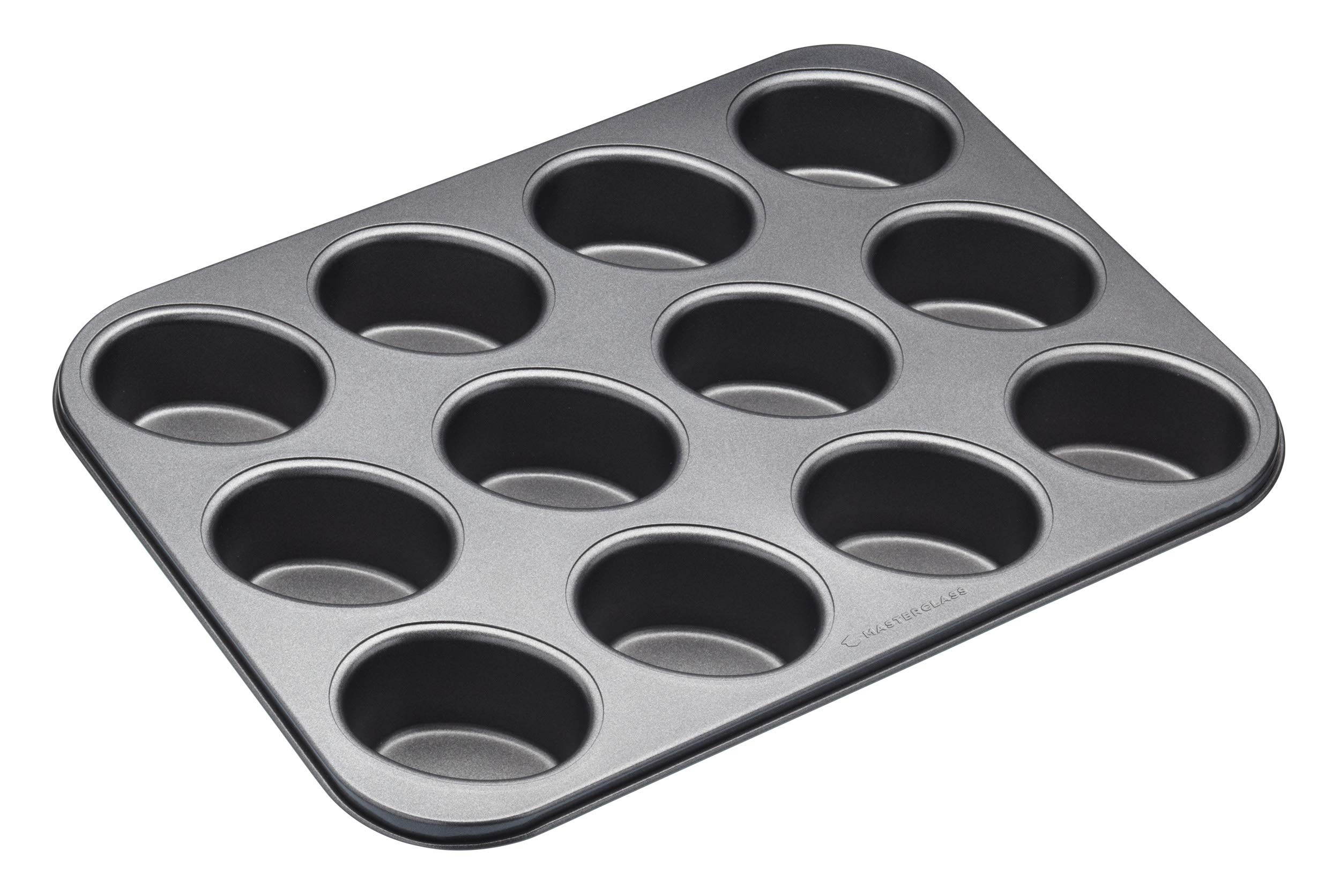 MasterClass 12 Hole Friand Pan with PTFE, PFOA and BPA Free Non Stick, Robust 1mm Carbon Steel, 35.5 x 26.5cm