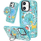 Lotadilo Case for iPhone 16 Plus Case Compatible with Magsafe Ring Holder Stand - for Women Dinosaur Design TPU Phone Cover for Girls Girly Funny Fashion