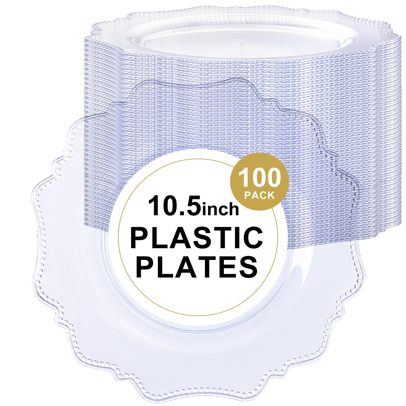 Photo 1 of *25 PLATE ACCOUNTED FOR* COLOSUS 100pcs Clear Plastic Party Dinner Plates - 10.5 Inch- Heavy Duty Disposable Plastic Dinner Plates for Party Wedding and Everyday Use